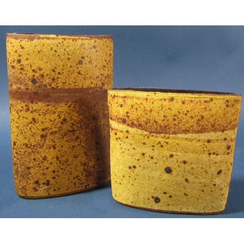 1047 - Two studio pottery ware vases by Joanna Constantinidis (1927-2000) both of compressed oviform shape ... 