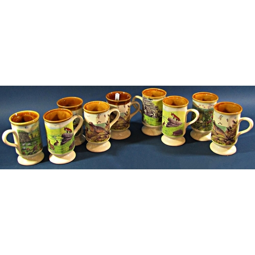 1092 - A collection of Presingoll Pottery (Cornish) in the form of churns and mugs, together with a few sto... 