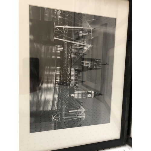 100 - NINETEEN FRAMED WORKS: including seven framed black and white photographs of London by Barbara Chand... 