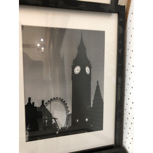 100 - NINETEEN FRAMED WORKS: including seven framed black and white photographs of London by Barbara Chand... 