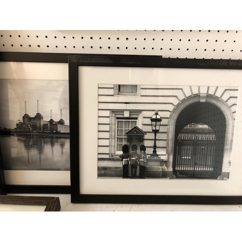 100 - NINETEEN FRAMED WORKS: including seven framed black and white photographs of London by Barbara Chand... 