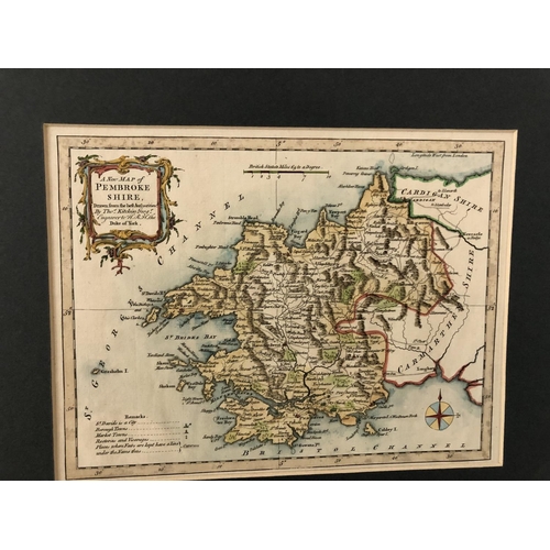 104 - A COLLECTION OF PRINTS INCLUDING EIGHT MAPS: Thomas Kitchin (1718-1784) - 'A New Map of Pembrokeshir... 