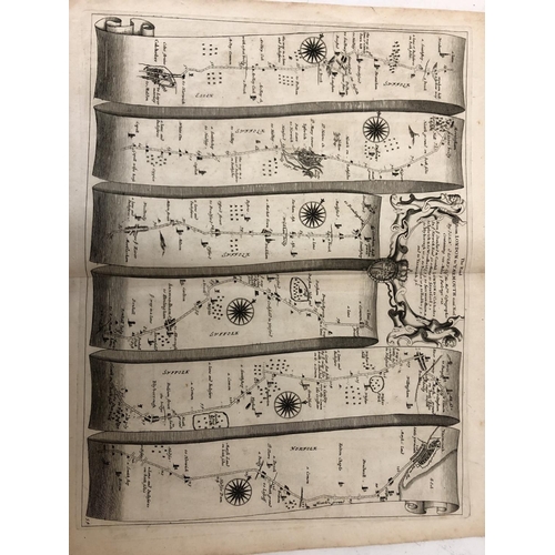 105 - MAP: John Ogilby (1600-1676)  - Plate 54: 'The Road from LONDON to YARMOUTH com Norf', engraving, 35... 