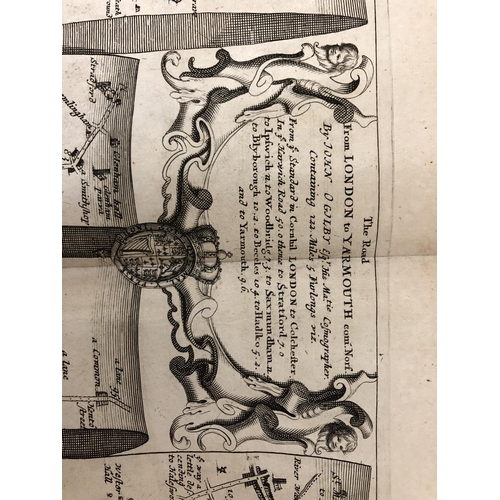 105 - MAP: John Ogilby (1600-1676)  - Plate 54: 'The Road from LONDON to YARMOUTH com Norf', engraving, 35... 