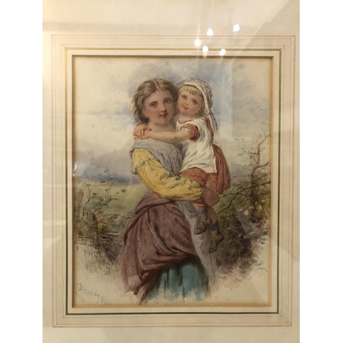 11 - D. Hardy (19th century) - Woman and Child, 1868, watercolour and pencil on paper, attributions to Fr... 