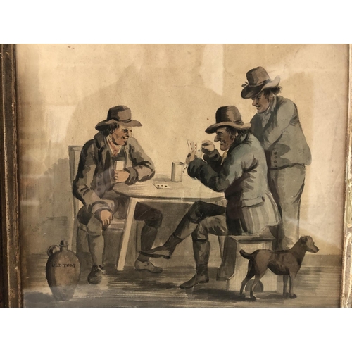 114 - A Georgian Pub Scene, watercolour and pencil on paper, unsigned, 21.5 x 21.5 cm, framed and glazed