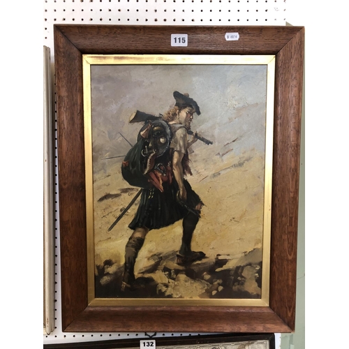 115 - Ray Furness - Highlander, oil on canvas, unsigned, 48 x 34 cm, oak framed with gilt slip