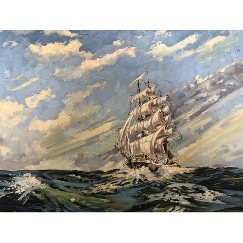 116 - Ray Furness - Ship at Sea, oil on canvas, signed lower right, 51 x 72 cm, framed