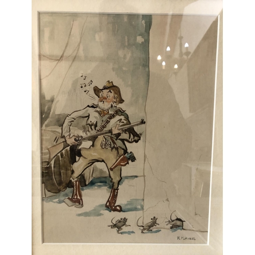 117 - Ray Furness - Four hunting themed caricatures, each signed lower right, watercolour and pencil on pa... 