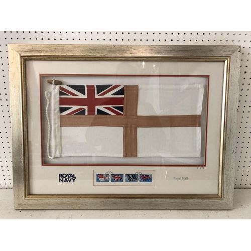 118 - Royal Mail Navy Ensigns - limited edition Royal Naval flag stamp issue, numbered 44/575, framed and ... 