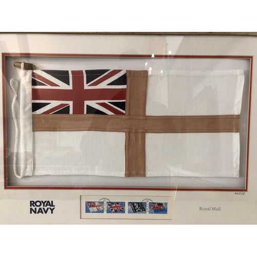 118 - Royal Mail Navy Ensigns - limited edition Royal Naval flag stamp issue, numbered 44/575, framed and ... 