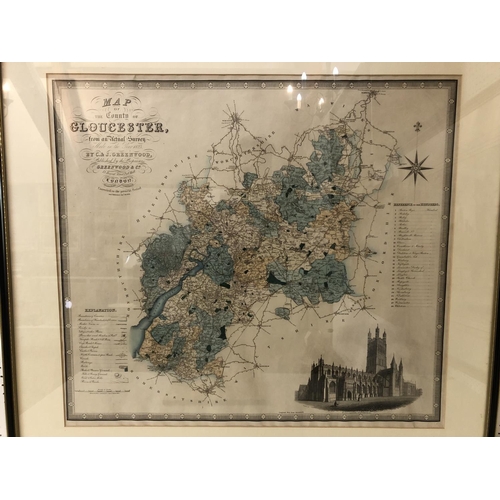 12 - TWO HAND-COLOURED MAPS: GLOUCESTER AND LANCASHIRE. J. & C. Walker - 'Map of the County of Gloucester... 