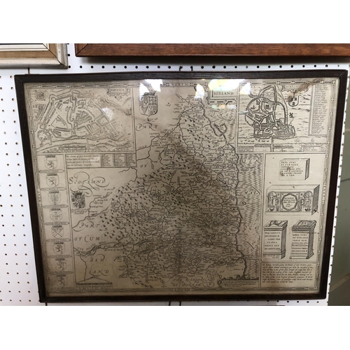 132 - John Speede - 'Northumberland', engraved map, 39 x 52 cm, framed and glazed