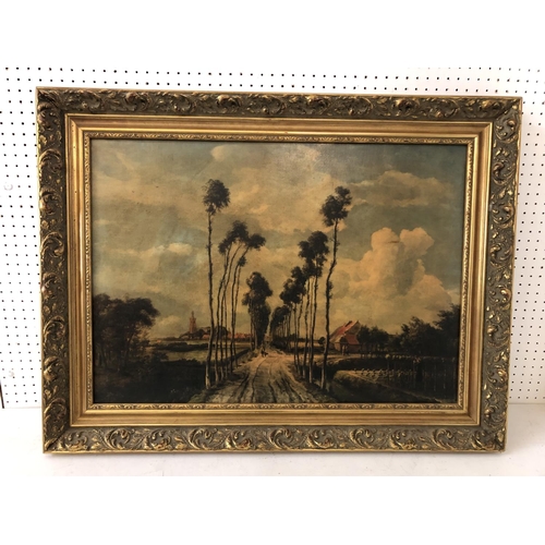 140 - 20th century oleograph print of landscape painting, 72 x 51 cm, gilt frame