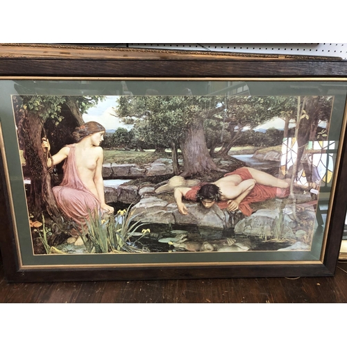 143 - FOUR FRAMED PRINTS: After J. W. Waterhouse - 'Echo and Narcissus', and 'The Mermaid'; Eric Richard S... 