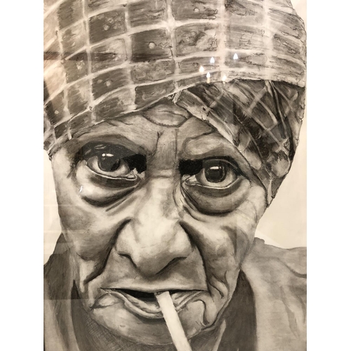 2 - Kelly Steenkamp (contemporary) - Portrait of South African Woman Smoking, 2006, charcoal on paper, s... 