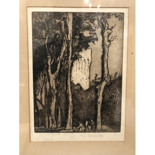 24 - FRANK BRANGWYN (1867-1956) - 'The Walls of Avignon', etching, signed in pencil below and labelled ve... 