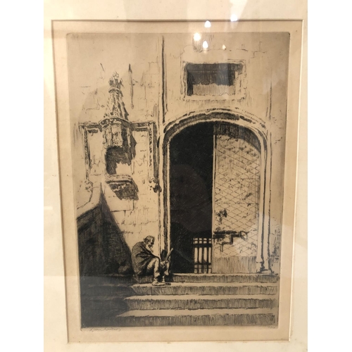 27 - TWO ETCHINGS BY DIFFERENT ARTISTS: Lionel Arthur Lindsay (1874-1961) - 'A Doorway, Castello Nouvo, N... 