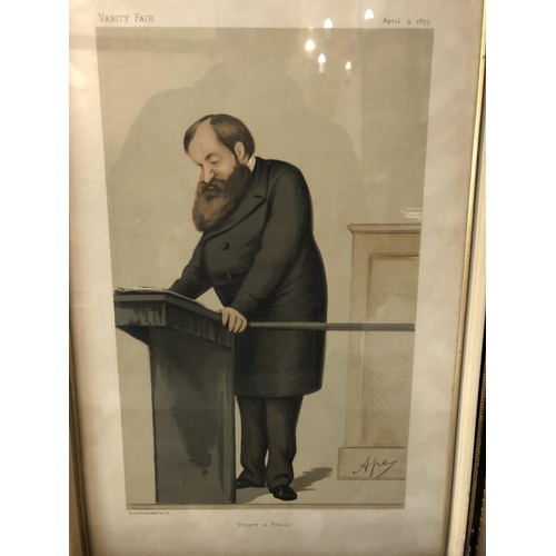 31 - NINE PRINTS: Three Ape Vanity Fair prints: 'Prayer & Praise' April 3 1875, 'Praise & Prayer' April 1... 