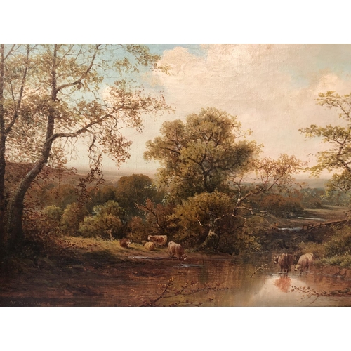 42 - George Harris (1855-1936) - 'Near Westerleigh' oil on canvas, signed and titled lower left, 45 x 81.... 