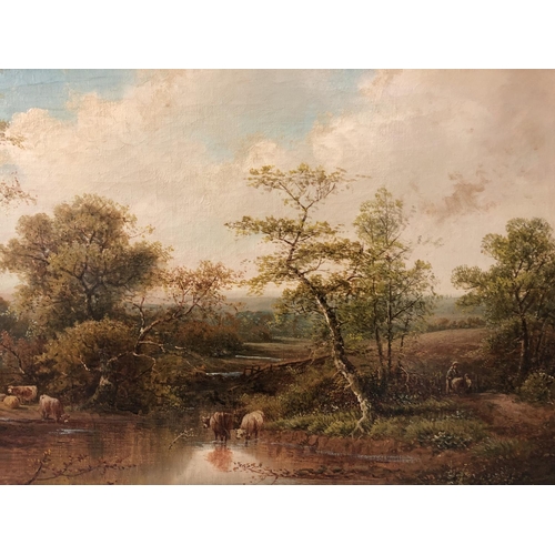 42 - George Harris (1855-1936) - 'Near Westerleigh' oil on canvas, signed and titled lower left, 45 x 81.... 