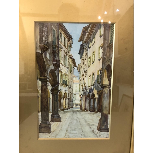 48 - THREE WATERCOLOURS AND A PRINT: Denis Warren - 'Oria, Lake Lugano', watercolour on paper, signed low... 