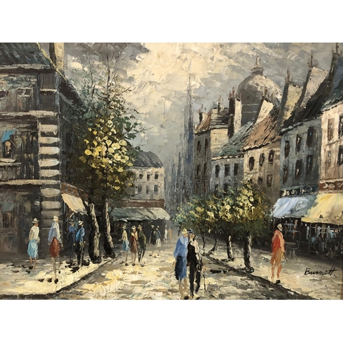 58 - Burnett - Paris Street Scene (20th century), oil on canvas, signed lower right, 50 x 60 cm, framed