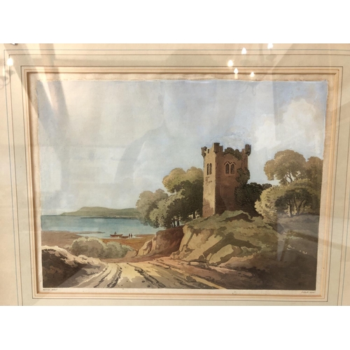 60 - SEVEN FRAMED PRINTS AND PAINTINGS: 19th Century Watercolour - men fishing, unsigned; W. R. Chapman -... 