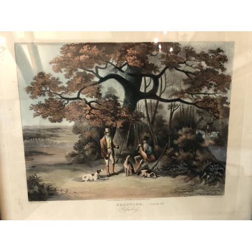 60 - SEVEN FRAMED PRINTS AND PAINTINGS: 19th Century Watercolour - men fishing, unsigned; W. R. Chapman -... 