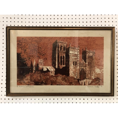 62 - Norman Wade (British, 20th century), 'Durham Cathedral', 1968, limited edition screenprint in colour... 