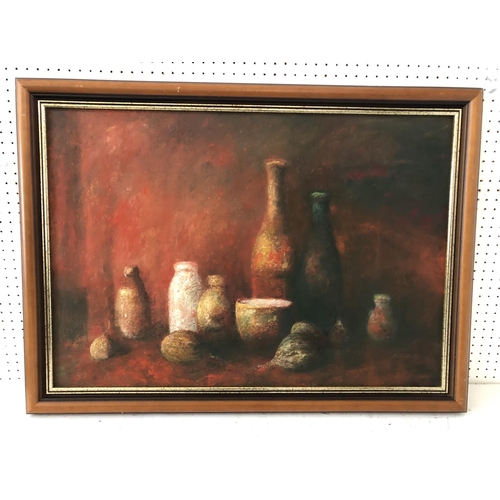 70 - S. Taylor (20th/21st century) - Still Life with Bottles and Onions, oil on board, signed lower right... 