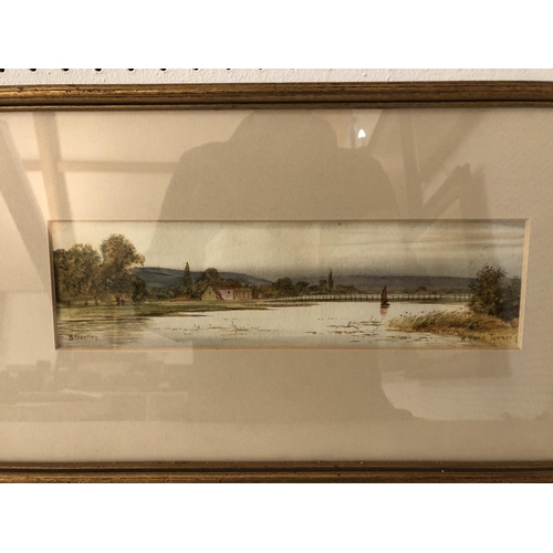 87 - TWO WATERCOLOURS AND TWO ENGRAVINGS: H. Vane Turner - 'Streatley', watercolour on paper, signed and ... 