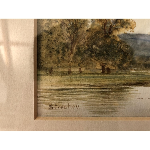 87 - TWO WATERCOLOURS AND TWO ENGRAVINGS: H. Vane Turner - 'Streatley', watercolour on paper, signed and ... 