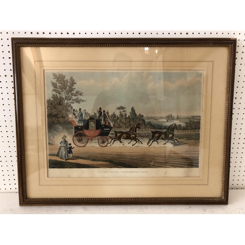 90 - Charles Hunt (1803-1877) - 'The Red Rover, Southampton Coach' (after James Pollard), hand-coloured a... 