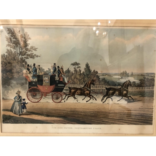 90 - Charles Hunt (1803-1877) - 'The Red Rover, Southampton Coach' (after James Pollard), hand-coloured a... 