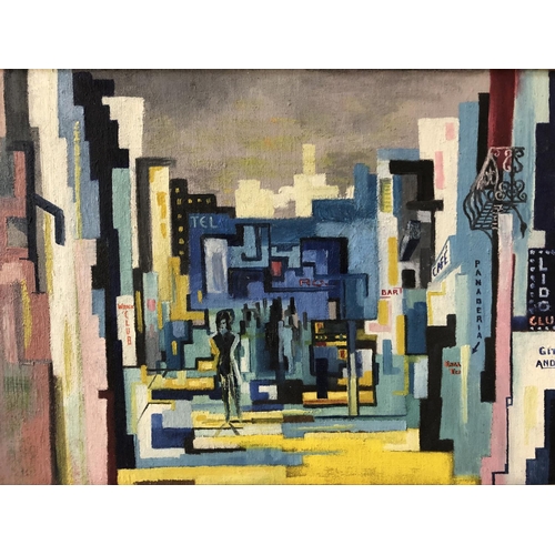 95 - 'A Street in Lloret de Mar', 1959, unsigned, oil on canvas, title and date inscribed in stretcher ve... 