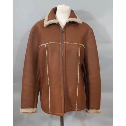 1624 - Two vintage leather ladies jackets comprising a tan coloured leather jacket with fleece lining size ... 