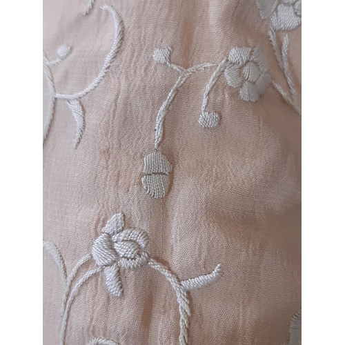 1626 - Ladies silk 'piano' shawl circa 1930's in pink/blush/ beige ground with ivory coloured embroidery. F... 