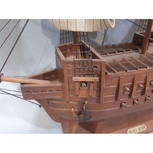 372 - Timber built model of Henry VIII's flagship the 'Mary Rose' on presentation stand, height 52cm