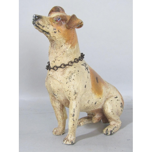 1525 - A cold painted bronze Jack Russell, indistinctly stamped Schultz ? to the underside, 12cm tall, toge... 