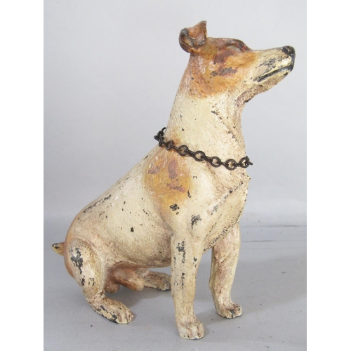 1525 - A cold painted bronze Jack Russell, indistinctly stamped Schultz ? to the underside, 12cm tall, toge... 