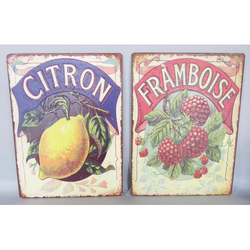 1466 - A miscellaneous collection of items including, two French tin adverts 'Framboise' and 'Citron', an o... 