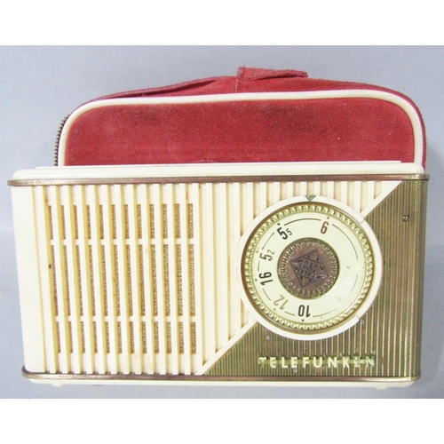 1475 - A vintage Philips Bakelite three band radio, 48cm wide, and a Telefunken pocket transistor radio in ... 