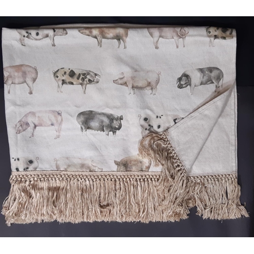 1631 - Household furnishings from Voyage Maison pig themed range including 2 fringed throws 2 x 1.4m and a ... 