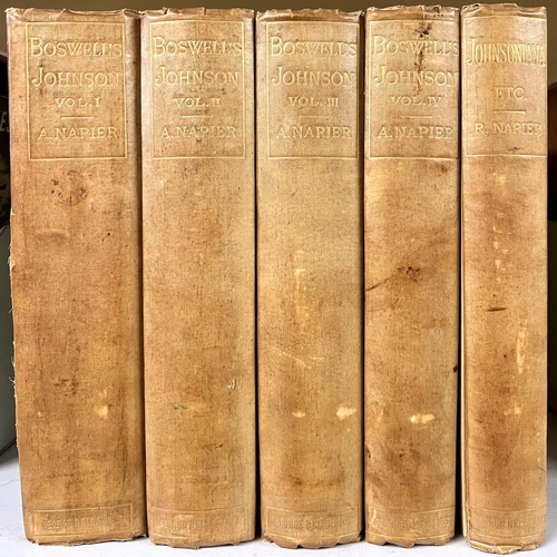 183 - Boswells Life of Samuel Johnson, with notes by Alexander Napier, MA, five volumes published by Georg... 