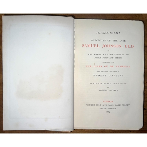 183 - Boswells Life of Samuel Johnson, with notes by Alexander Napier, MA, five volumes published by Georg... 