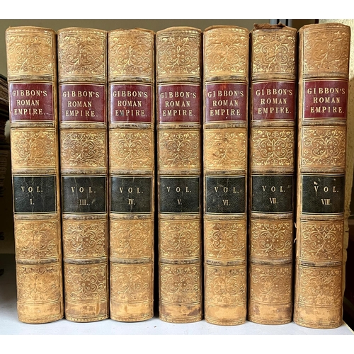 184 - Edward Gibbon - The History of the Decline and Fall of the Roman Empire, eight leather bound volumes... 