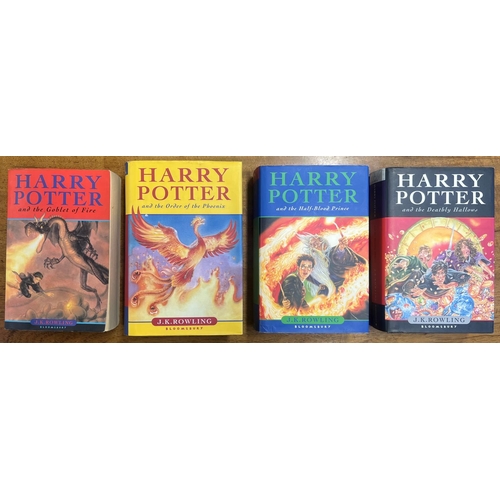 204 - JK Rowling - Harry Potter four volumes to include The Deathly Hallows, Half Blood Prince, The Order ... 