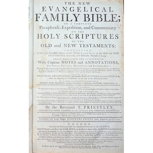 257 - 18th century subscription bible - The New Evangelical Family Bible - Rev T Priestley to include  lis... 