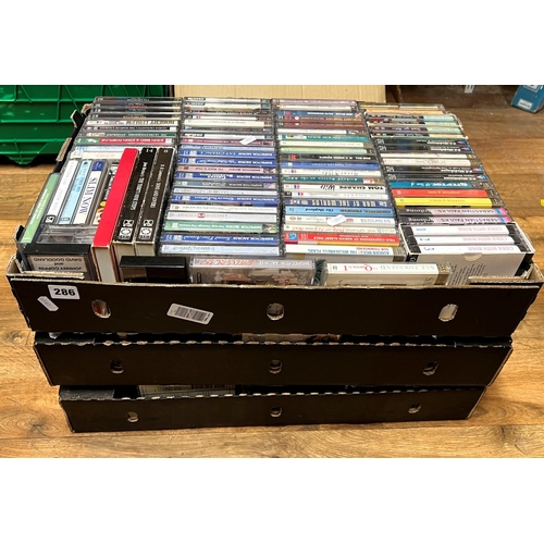 286 - Three large boxes of audio books - to include Inspector Morse, BBC Comedies, Agatha Christie, P.G. W... 